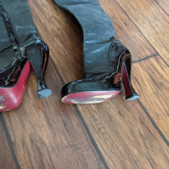 Vivienne Westwood Black and red Glitter Over-the-knee Boots Size 35.5 EU US6 - Picture 4 of 6